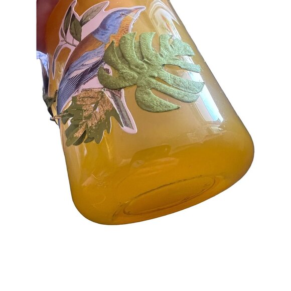 Blue Bird Upcycled Assemblage Art Upcycled Candle Holder Yellow Glass Storage - Picture 10 of 10